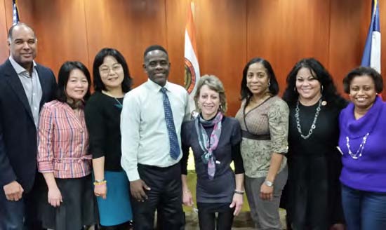 From left are CoNEO office holders and members Ramon Lugo, Membership Chair Anna Lee, First Vice President Linda Zhang, President Kenneth Cox, Secretary Valerie Pepe, Nilsa Gonzalez, Recording Secretary Edith I. Oviedo, and Training and Personal and Professional Development Chair Elsie Maglorie.