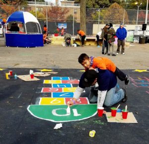 Kids building their playground