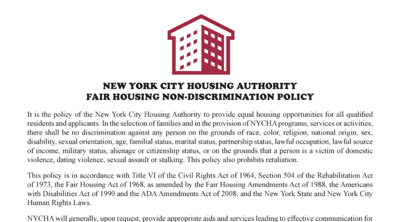 NYCHA's fair housing policy
