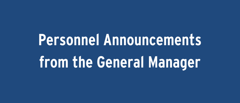 Personnel announcements from the GM