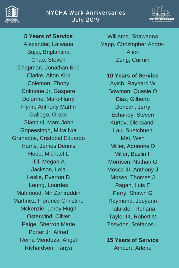 July 2019 work anniversaries