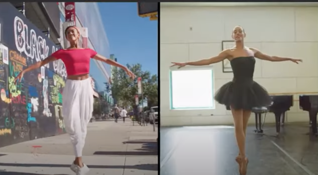 side by side photos of ballerina dancing