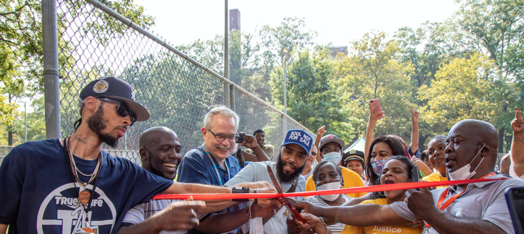 Stapleton basketball court ribbon cutting