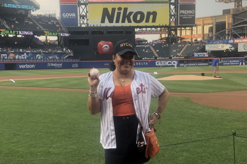 Edith Irizarry-Oviedo first pitch