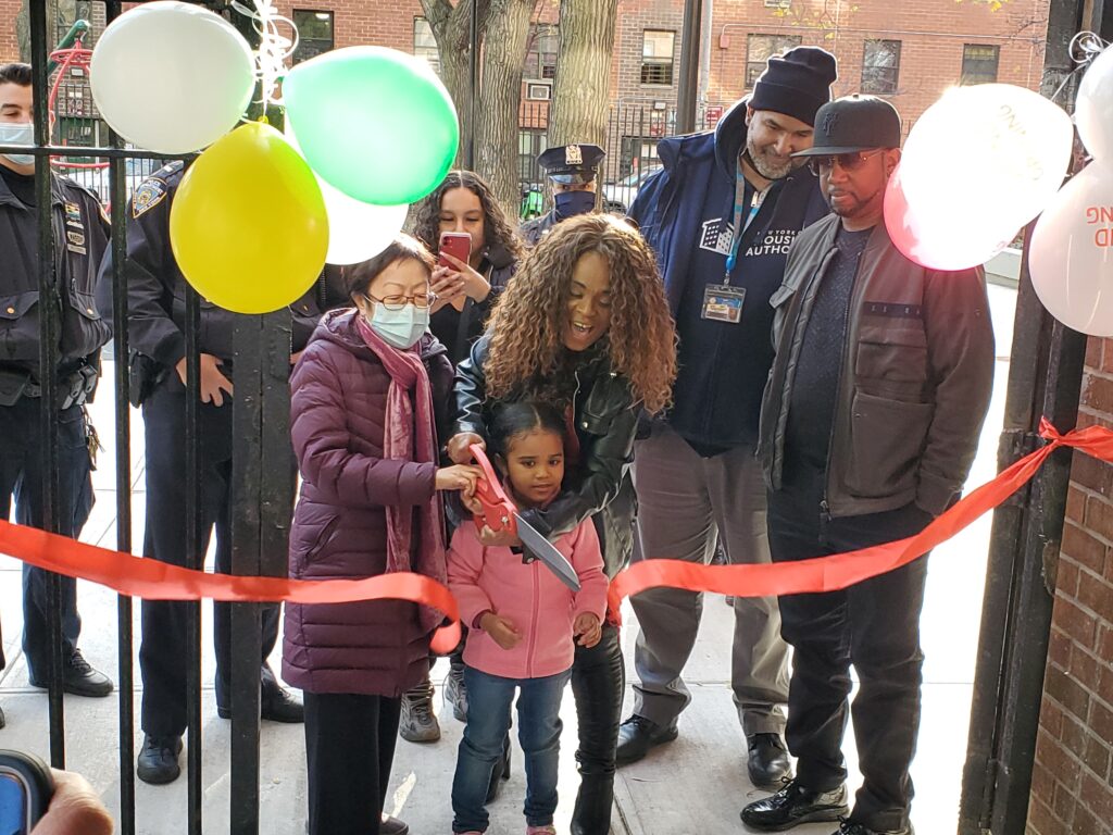 Ribbon-cutting at Hernanez Houses