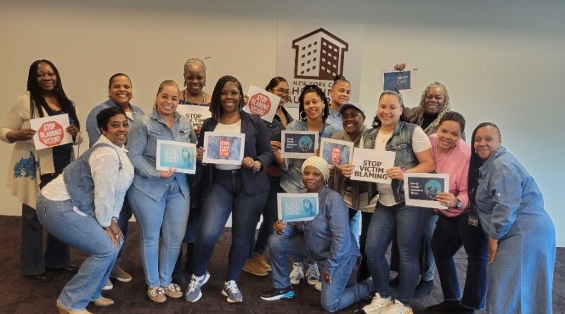 Image of NYCHA employees who attended Denim Day in the Bronx