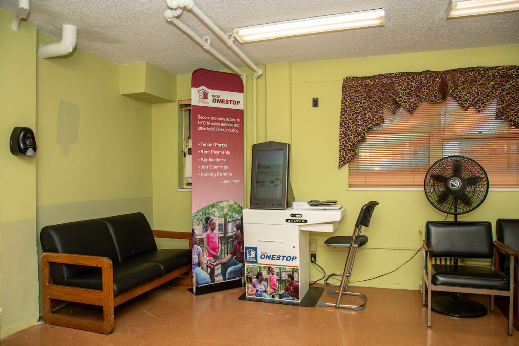 self-service-kiosk in the property management office of Eastchester Gardens