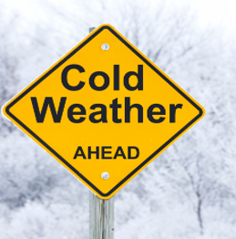 Cold weather ahead sign