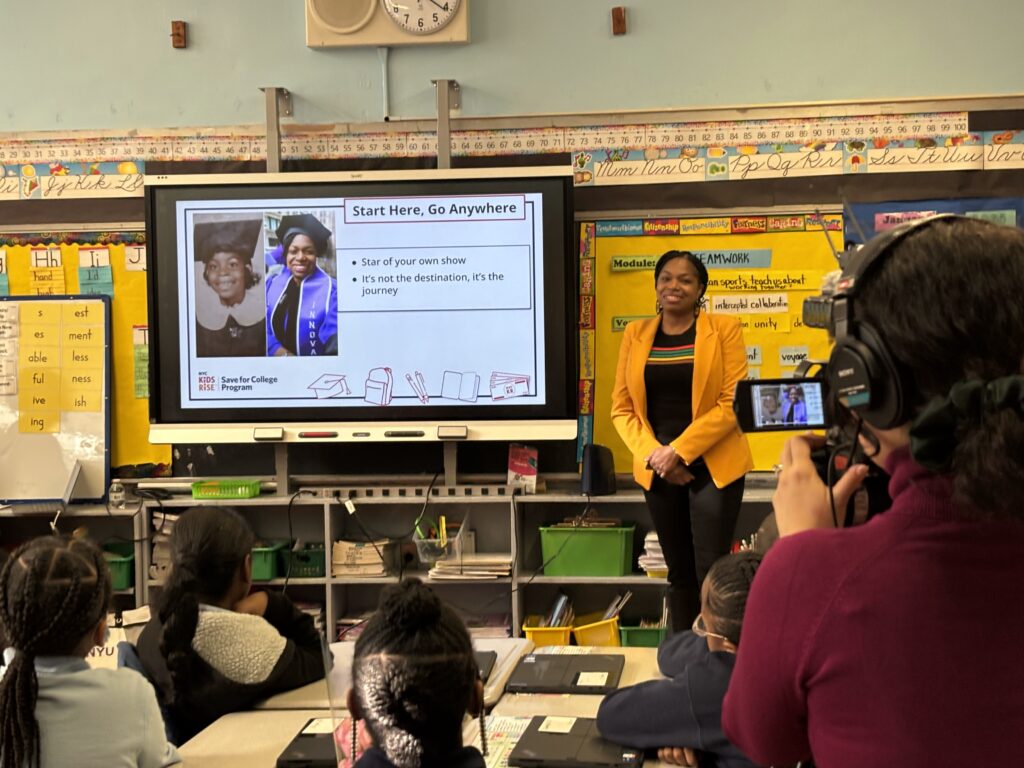 woman in classroom in with kids