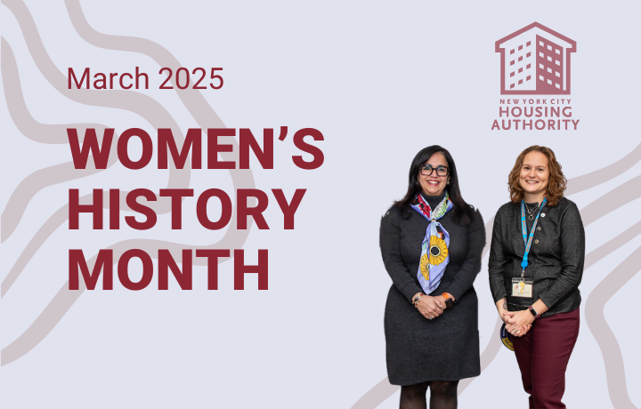 two women, NYCHA house logo, text reads March 2025 Women's History Month