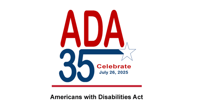 logo with text: ADA 35 Celebrate July 26, 2025 Americans with Disabilities Act