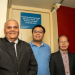 Mr. Rosado, Mr. Lin, and Mr. Chan in the ESAH office at LaGuardia Addition. On-site senior services
