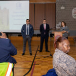 NYCHA Director of Strategic Planning Arvind Sohoni, Chief Compliance Officer Daniel Greene, and Executive Vice President for Strategy & Innovation Eva Trimble (left to right) Resident Leadership Breakfast