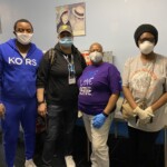 From l. to r.: Leroy Williams, NYCHA’s Director of Community Development; Charisse King, NYCHA Community Coordinator; Charlene Fuller, Taft Rehab Resident Association President; and Marsha Bailey, Taft Rehab Treasurer of Resident Association.