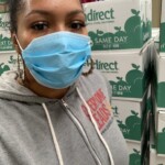 Shaquana Boykin ready to distribute FreshDirect food donations.
