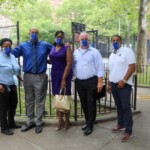 NYCHA staff at the Brandon Hendricks memorial
