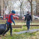 NYCHA volunteers and community partners helped prepare for the new farming season by picking up trash, weeding, raking, and composting in the spirit of Earth Week. Pink Houses Farm volunteers