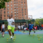 The kickoff event included a skills and drills clinic. Junior Knicks clinic