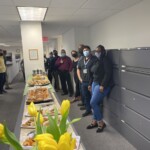 EHS team gather for breakfast. EHS lunch