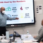 Mayor Eric Adams meets with NYCHA leadership and staff during his first visit to the Emergency Operations Center in Long Island City. (Photos courtesy of Michael Appleton/Mayoral Photography Office)